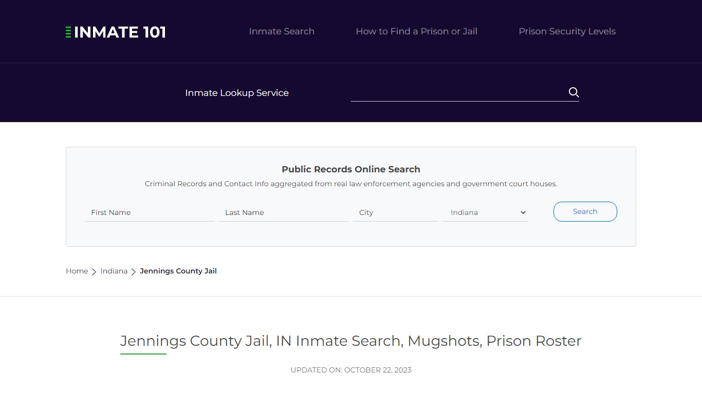 Jennings County Jail, IN Inmate Search, Mugshots, Prison Roster